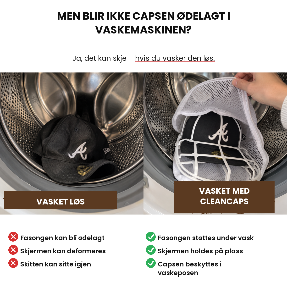 Vasket los versus vasket med CleanCaps